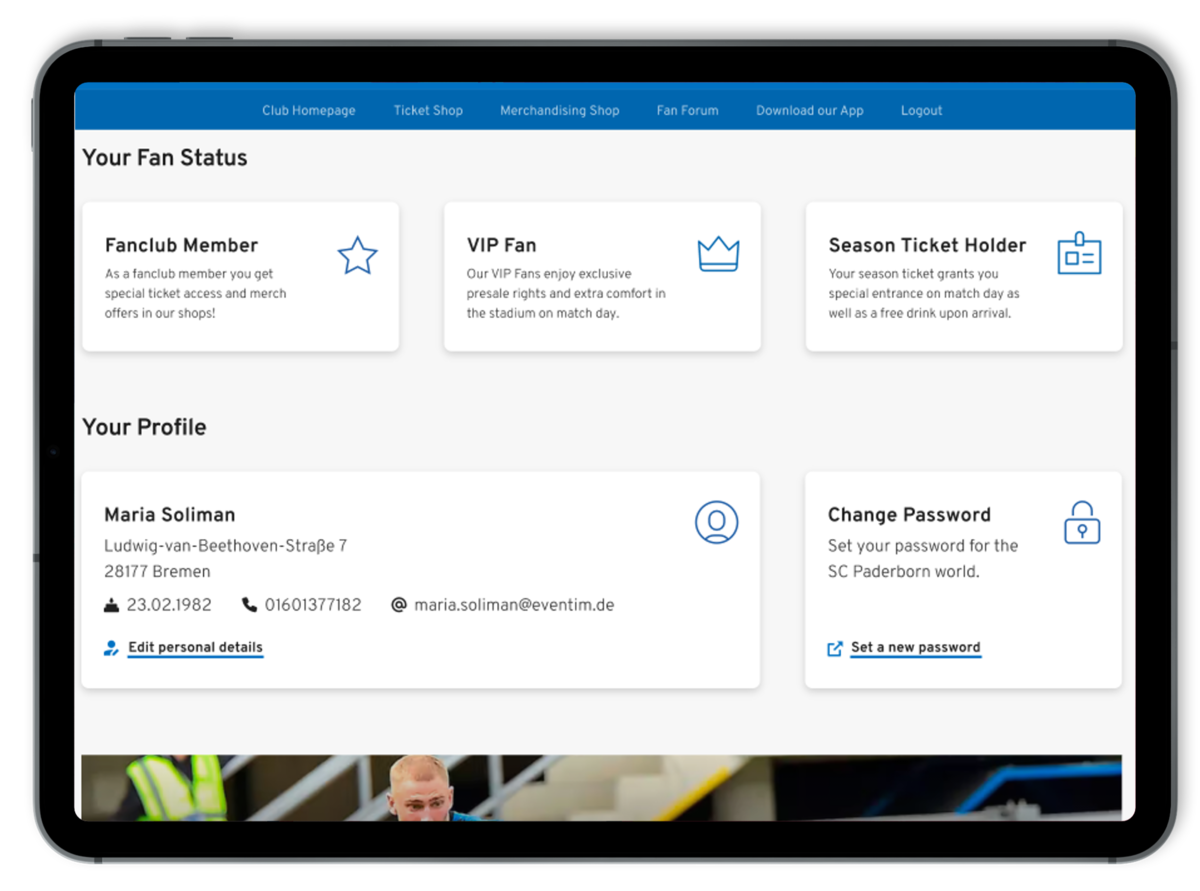 EVENTIM.Tixx FanPortal overview page